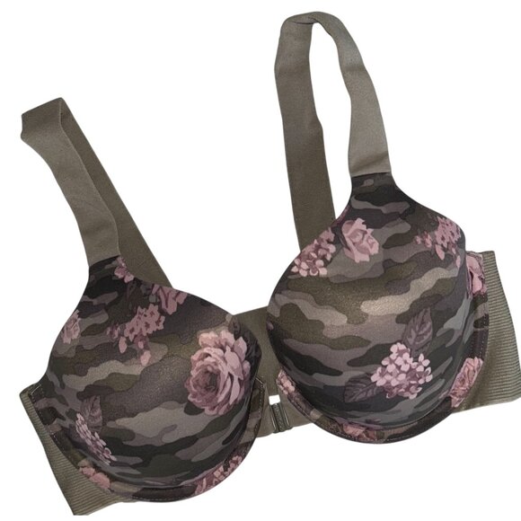 Spanx Bra-llelujah Camo Floral Front Closure Size 36C Smoothing Full Coverage - Picture 1 of 13